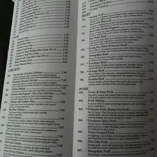 menu