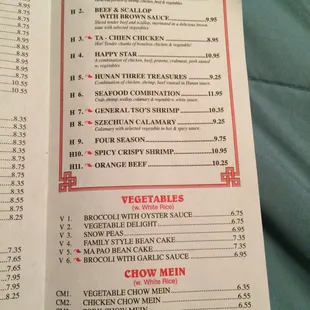 menu