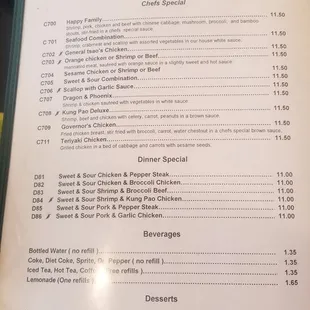 the menu for the restaurant