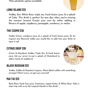 Cocktails Menu as of 3/13/23