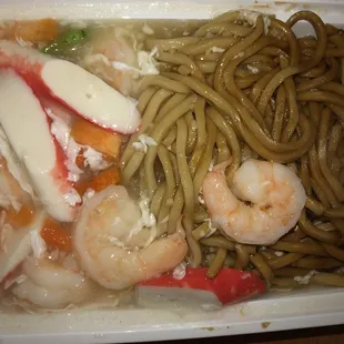 Shrimp w/ lobster sauce &amp; lo mein