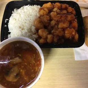 General Tso's Shrimp combo w/ Hot &amp; Sour Soup