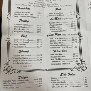 menu