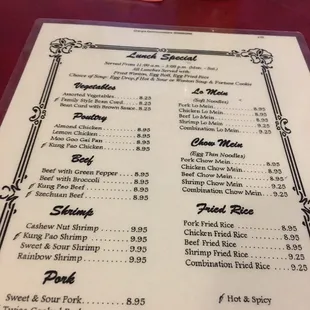 Lunch menu. Reasonably priced and tasty!