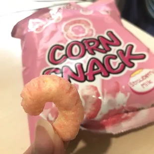 Strawberry flavored corn snack, my favorite