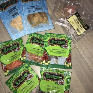 Assortment of gummies and dried Ika