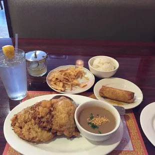 Shrimp egg foo young with egg roll