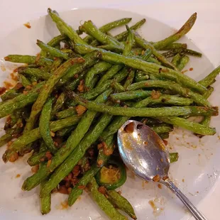 Green beans with minced pork, $11.95.