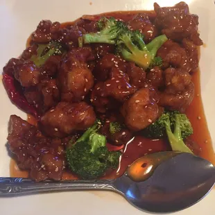 Sesame chicken was good. It was nice and crispy and had a little kick to it.