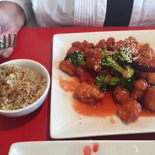 Sesame chicken.  You can order mild.