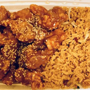 Combination platter--Sesame Chicken