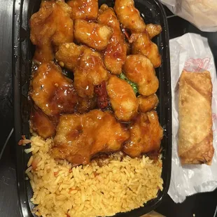 Orange chicken combo with pork fried rice