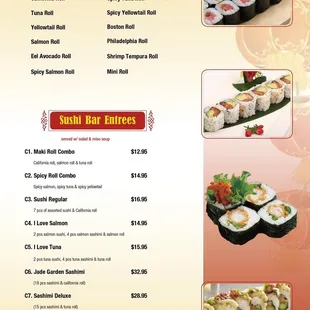 Sushi menu
