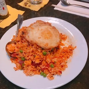 Spicy rice with chicken and egg.