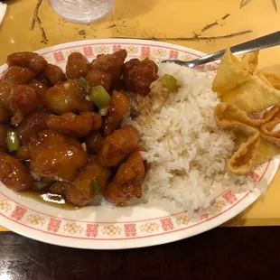 Orange chicken is piping hot!