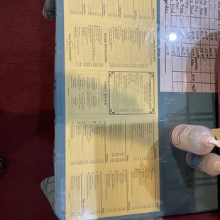 The menu