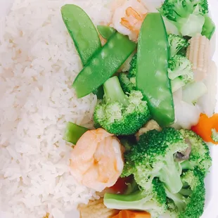 This is their "diet" shrimp and vegetables. It just means they don't add sauce. Also the small was pretty big!