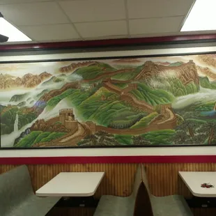 A wallsize embroidery of the Great Wall of China absolutely stunning.