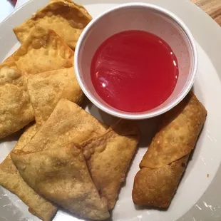 1 order of Crab Rangoon (and an egg roll)