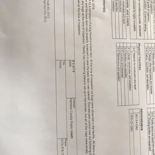 a table with a list of items on it