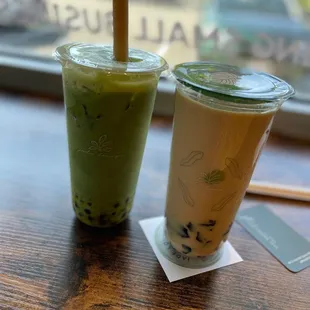 Mango matcha and Hokkaido milk tea