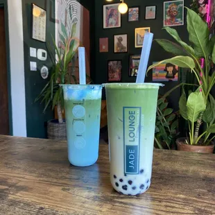 Black sugar matcha with black sugar boba and no whip and the seahawks special