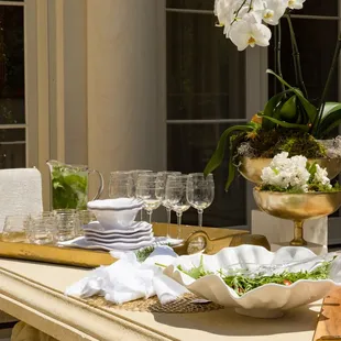 Outdoor furniture set up + outdoor table setup