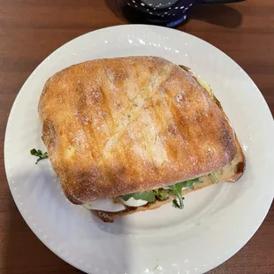 Mozzarella arugula sandwich