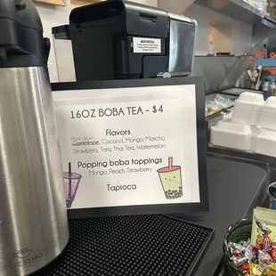 Boba menu
