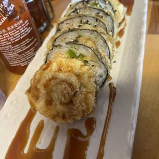The free sushi roll don&apos;t know what it was but it was delicious