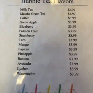 The only place in town with Boba Teas ! It's a great place if you want a quieter place to eat during the week.