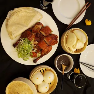 a variety of food items on a table