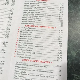 Current menu