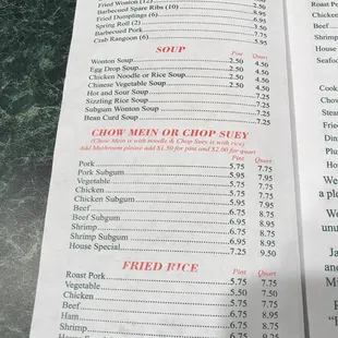 Current menu