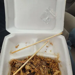 the inside of a styrofoam container