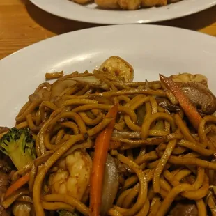 Combo lo mein and Chicken walnut.