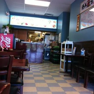 The food makes up for the drab interior.