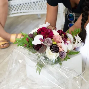 Bride receives her Bouquet