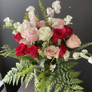 In season roses mixed in with luxury floral ready for delivery next day