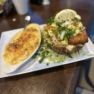 Tropical Seafood Platter with a side of Macaroni N Cheese