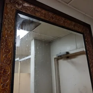 a mirror in the bathroom