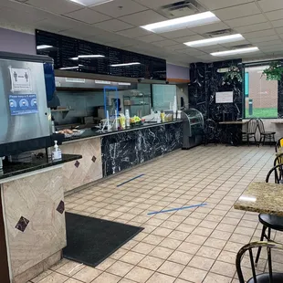 Counter and menu.  Very clean and inviting!