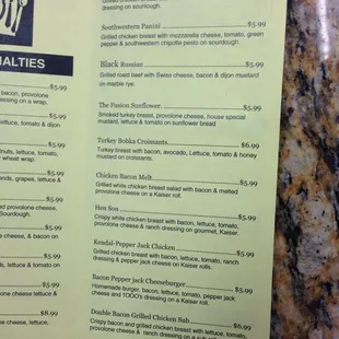 menu