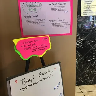 Veggie menu