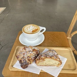 I got the almond croissant and Jaffa orange latte.