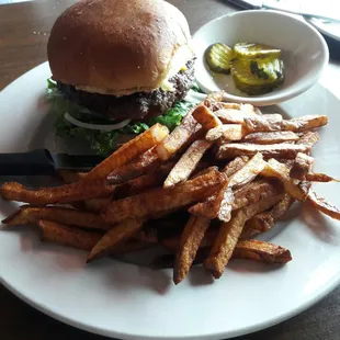 Burger and fries.