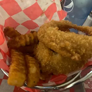 Onion rings and fries