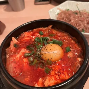 Pork kimchi tofu soup