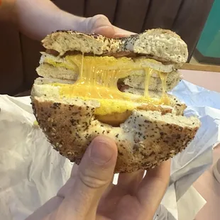 Bacon egg and cheese breakfast bagel