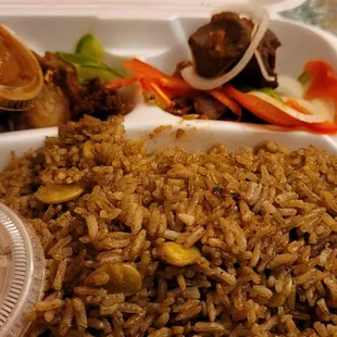 Fried pork with rice &amp;  beans
